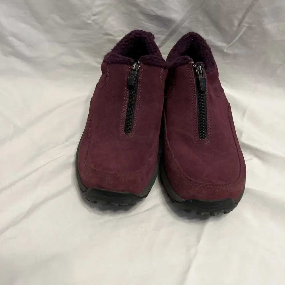 LL Bean Women's Maroon Size 7 Medium Comfort Mocs Slip On Shoe Zip